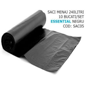Saci menaj 240litri 10 bucati/set Essential Negru